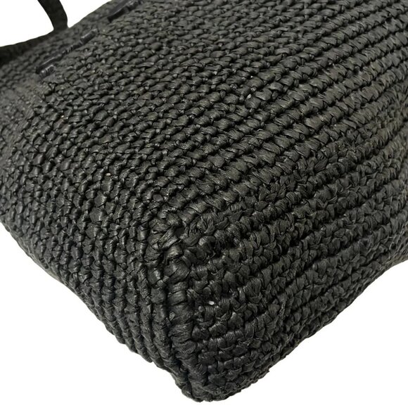 Auth COACH - cal99 Black Straw Shoulder Bag - Picture 4 of 9